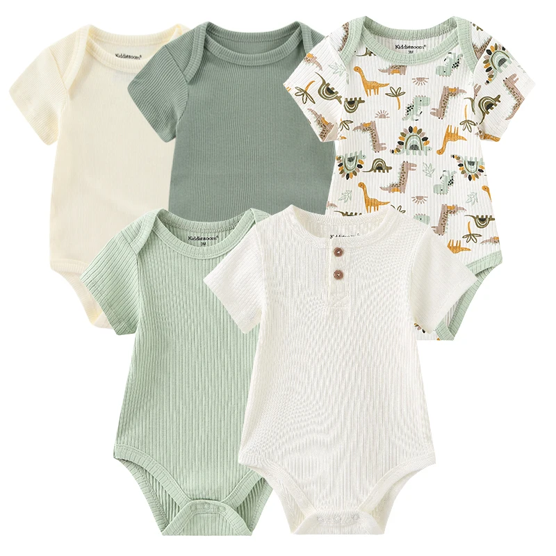 5 piece Soft Cotton Cartoon Short Sleeve Onesies 24