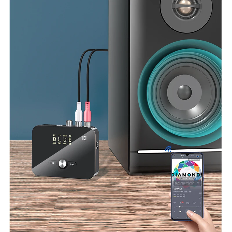Bluetooth Receiver Transmitter 5.0 NFC Stereo 3.5mm AUX Jack RCA Optical Wireless Audio Adapter Mic IR Remote Control For TV bluetooth transceiver adapter bluetooth aux adaptor bluetooth audio receiver bluetooth adapter audio adapter