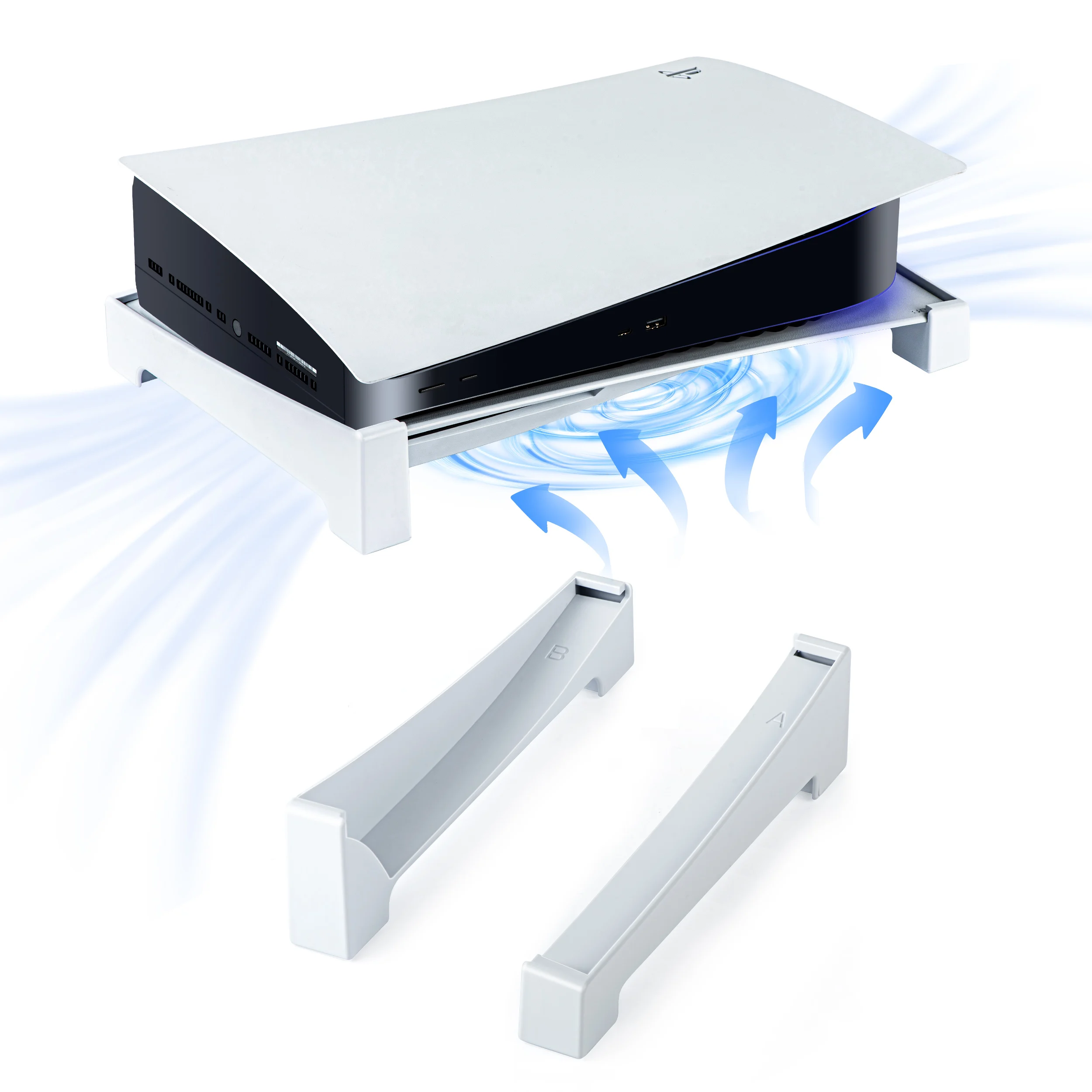 PS5 콘솔용 데스크탑 브래킷, 플레이스테이션 5 디스크 및 디지털 에디션용 수평 게임 콘솔 쿨링 베이스 스탠드 액세서리