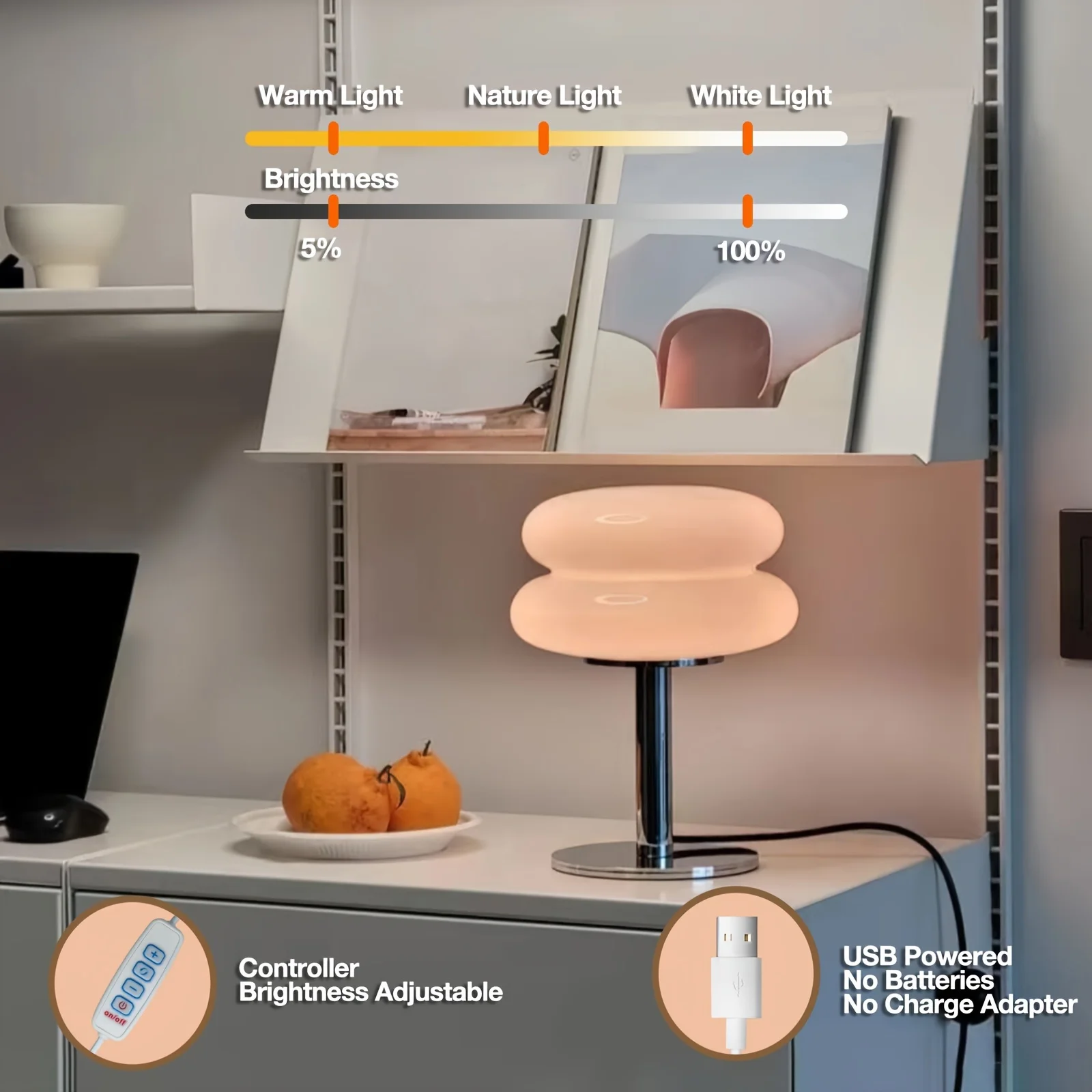 유리 침대 옆 테이블 램프, 침실 거실 레트로 장식, 작은 LED 램프, 가정 장식 분위기 염색 테이블 램프