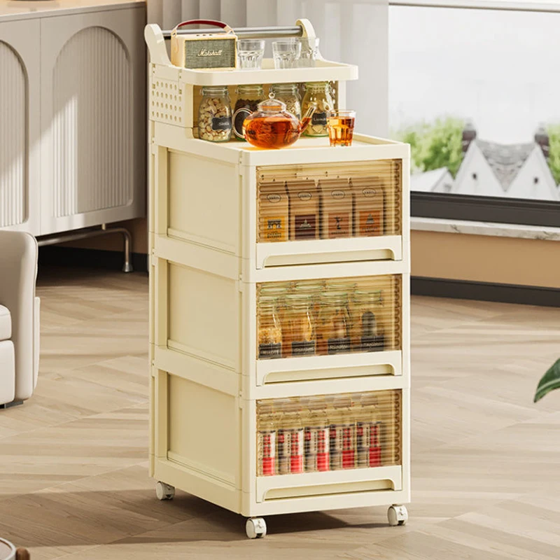 

Household Snack Cabinet Cart Storage Rack Handcart with Pulleys Multifunctional Rack Mobile Debris Multi-layer Storage Cabinet