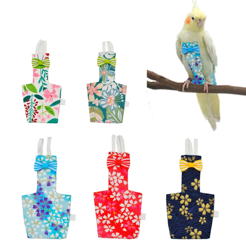 Bird Parrot Diaper With Bowtie Cute Cockatiel Pigeons Small Medium Large Pet Birds Flight Suit Clothes Washable