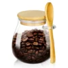 Glass Airtight Storage Tea Sugar Canister With Wooden Spoon Kitchen Pantry Sealing Container For Loose Leaf Tea Coffee Spices 6