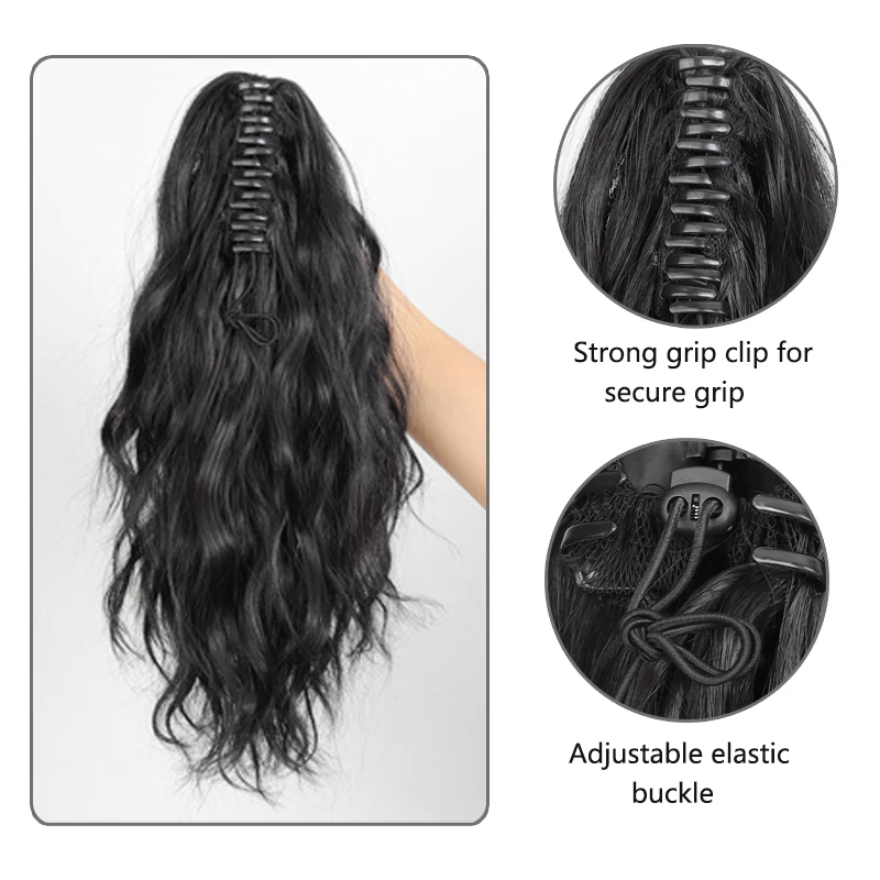 Wig, corn perm, short curly hair, ponytail, grab clip, drawstring, high-temperature silk wig, ponytail fluffy wig