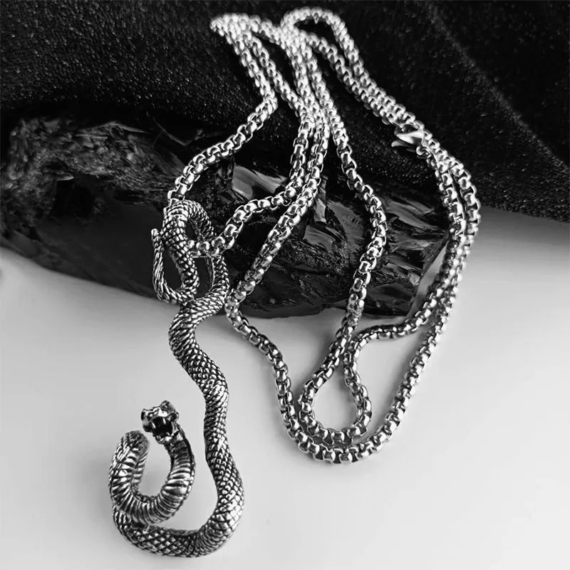 

Punk Gothic Personality Creative Rattlesnake Pendant Animal Long Snake Necklace Men and Women Chic Alternative Hip Hop Jewelry