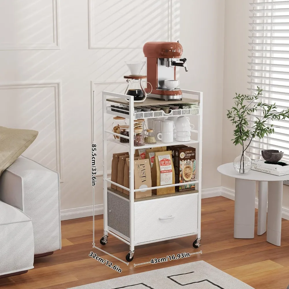 5-Tier Mobile Coffee Bar Cabinet 2