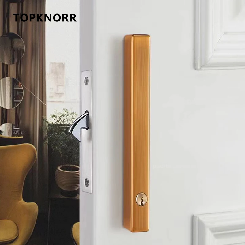 New Indoor Sliding Door Lock Silent Bedroom Door Lock Modern Solid Wood Hook Bathroom Golden Sliding