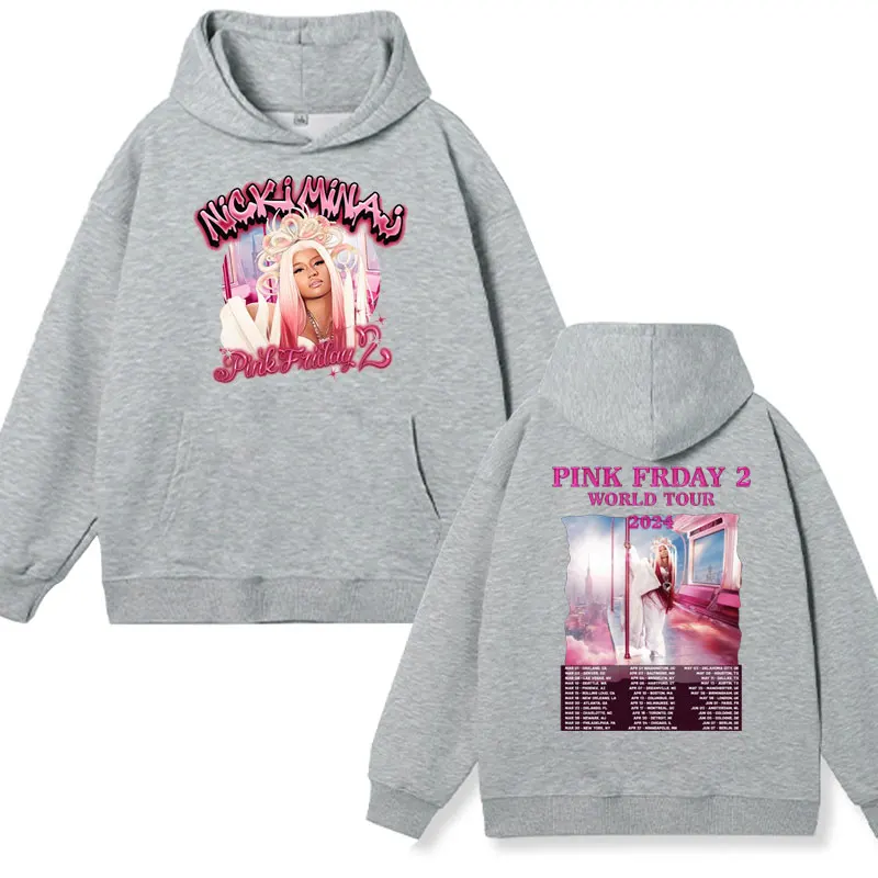 Rapper Nicki Minaj Pink Friday Print Hoodie Male Winter Fashion Hip Hop Oversized Sweatshirts Long Sleeve Hoodies Men's Women's