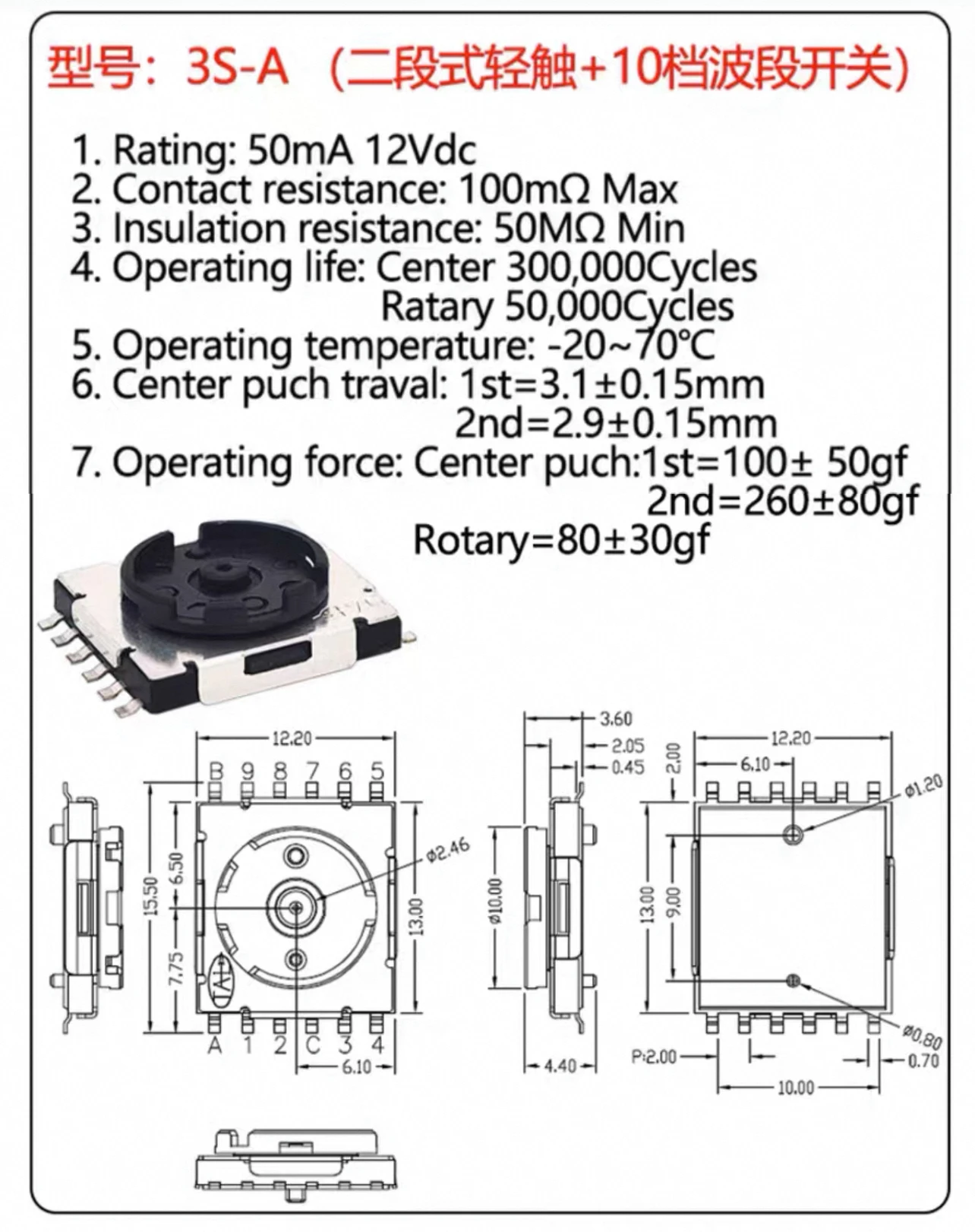 수입 라이트 터치 버튼 스위치 패치 2단계 카메라 셔터 버튼 초박형 10레벨 밴드 스위치