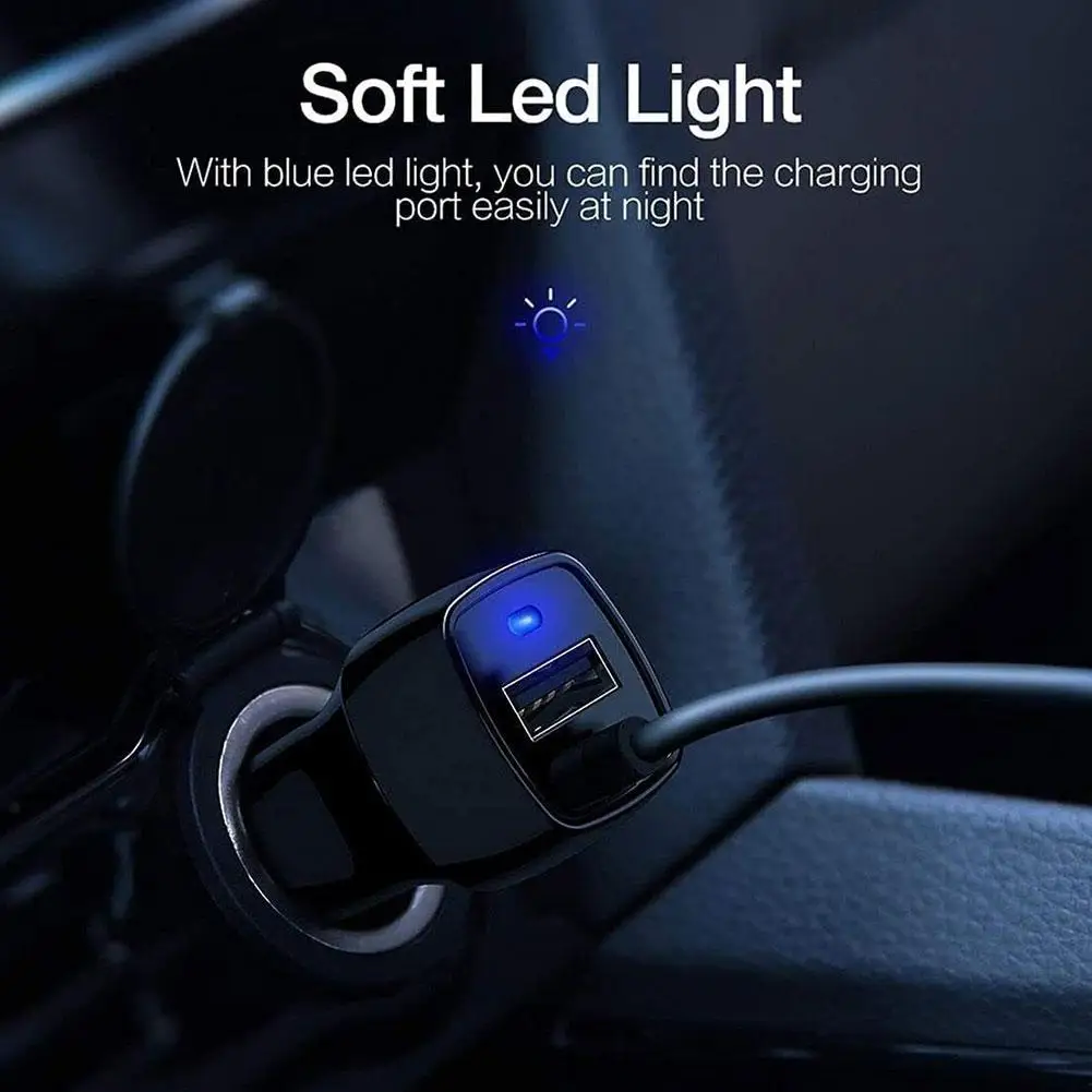 

USB Fast Car Charger Stretch Cable Adapter for IPhone13 12 11 14 Pro Max Galaxy Note20 Android Type-c car Charger
