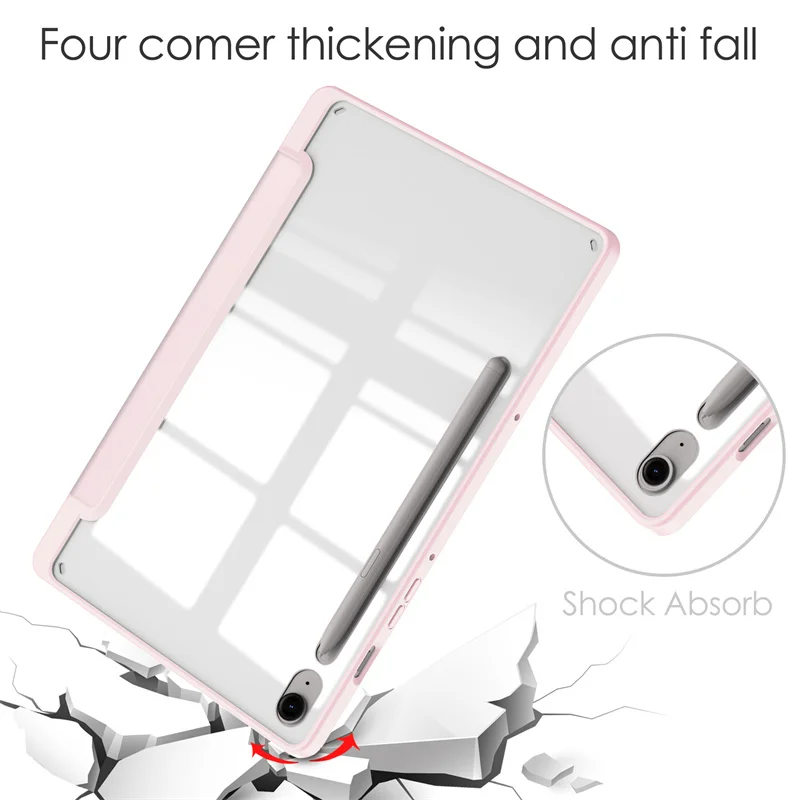 Premium HD Acrylic Tablet Case with Pencil Holder - Enhanced Protection Cover
