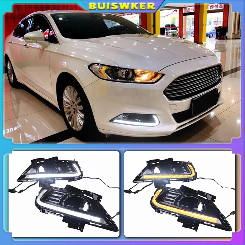 

DRL For Ford Mondeo Fusion 2013 2014 2015 2016 Daytime Running Light LED Fog head Lamp cover styling white Daylight free ship