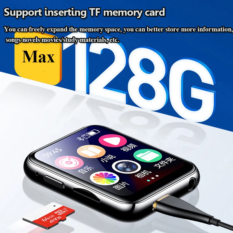 Mini Pocket Bluetooth5.4 MP3 Player IPS HD Touch Screen Hifi Sound Walkman Recorder Video Player Support FM TF Card Alarm Clock