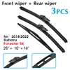 Car Wiper Front Rear Wiper Blades Set For Subaru Forester SK 2018 2019 2020 2021 2022 Front Rear Window 26"+16"+14" 3