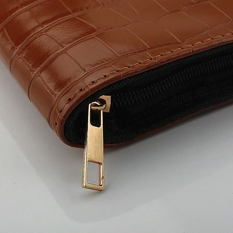 Coffee crocodile pattern 12 Pens Fountain Pen/Roller Pen PU Leather Zipper Case Holder pen storage bag