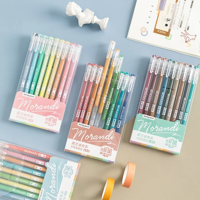 JIANWU 9pcs/set 0.5mm Creative Morandi Color Gel Pen Set Kawaii journal Pen  for Student