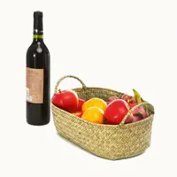 Handmade DIY Straw Flower Pot Basket Fruit Sundries Organizer Rattan Plant Box 2