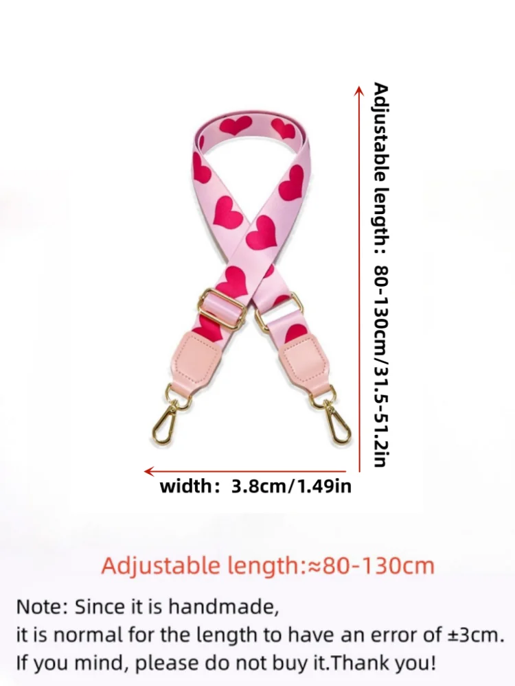 Adjustable Shoulder Strap Messenger Widening Accessories Adjustable Female Bag Heart-Shaped Strap Pink Love Strap Girly Heart