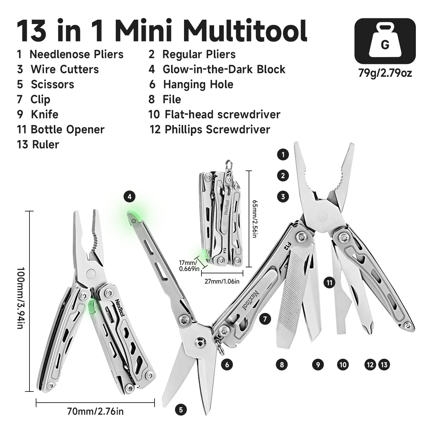 NexTool Mini Flagship F12 Multi Tool Pliers 13 In 1 Folding EDC Multitool Screwdriver File Ruler Outdoor Camping Tools 2