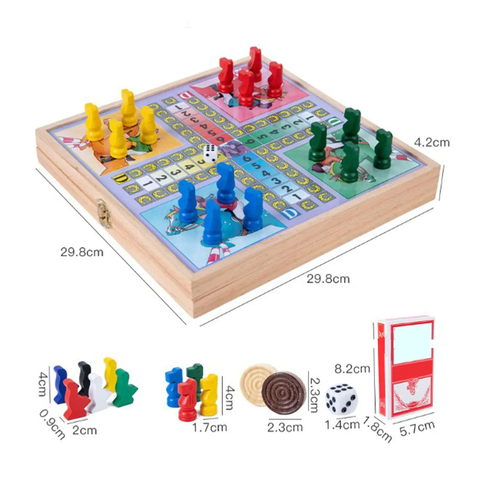 Board Game 4 in1 Board Game Set Goose Game Nine Men's Morris Game Ludo Game Checkers Family Game Kids Adults Party