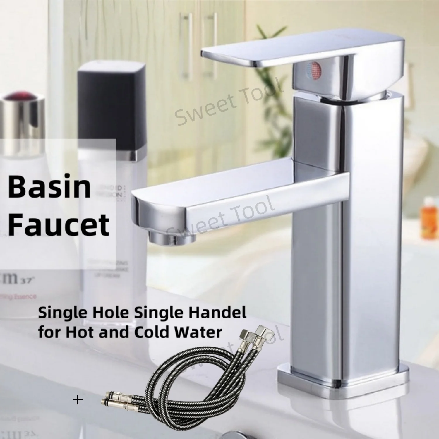 ก๊อกน้ำอ่างล้างหน้าแบบติดตั้งบนเคาน์เตอร์ ก๊อกน้ำร้อนน้ำเย็น ก๊อกผสมน้ำสำหรับอ่างล้างหน้า ก๊อกน้ำอ่างล้างหน้าแบบก้านโยกเดี่ยว 1