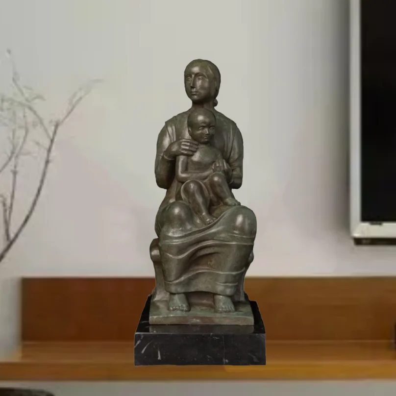 

QW-709 Mother Love Bronze Art Décor Bronze Mother And Child Statue Sculpture Bronze Love of Mother And Baby Figuriens For Home D