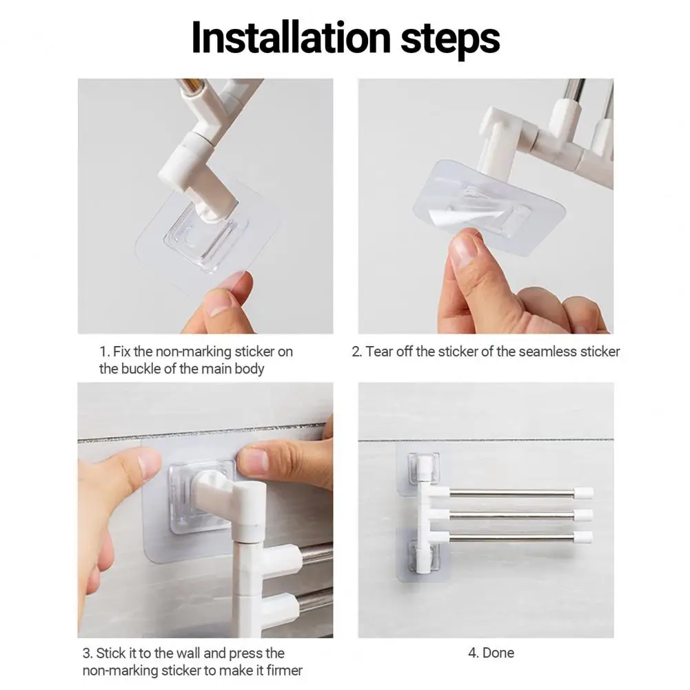 Stainless Steel Towel Holder 180 Degree Rotation Bathroom Towel Rail Punch-Free Space Saving Rack Home Storage For Home