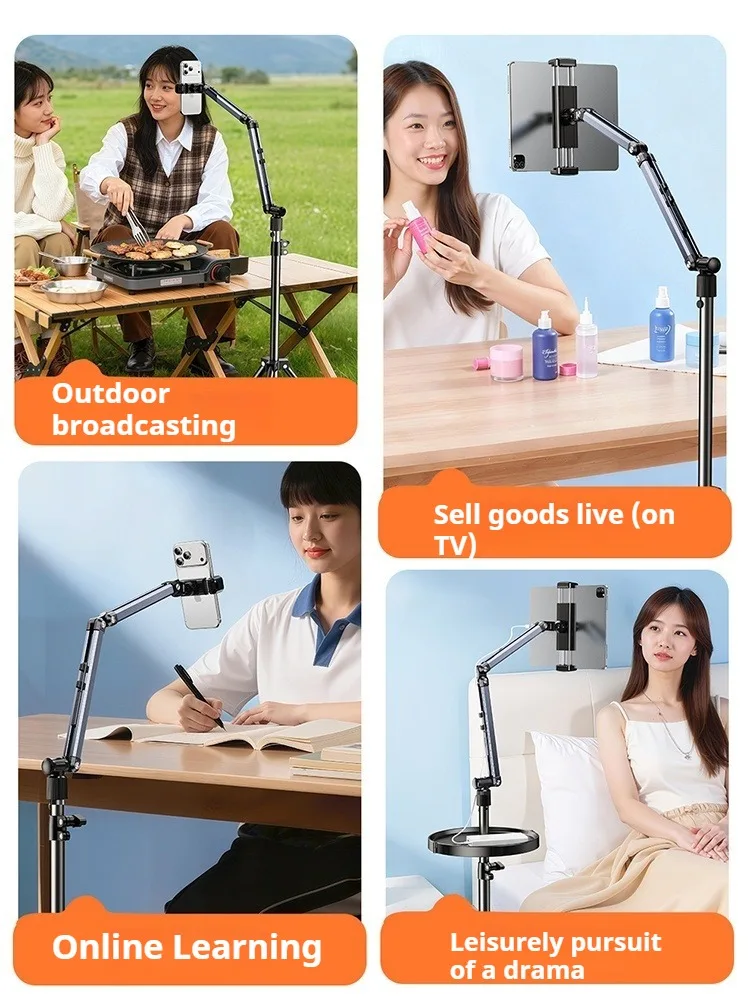 Eary Tablet Floor Stand Overhead Bed Phone Stand Angle Height Adjustable Holder Compatible with iPhone iPad Pro Air Mini Samsung