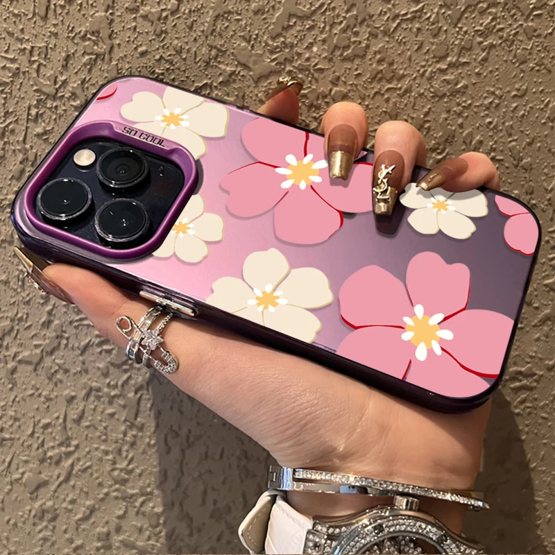 Blue Premium Flower Design Matte Phone Case Cover