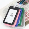 Unisex Work Color ID Card Holder Lanyard Badge Holders Identification Sleeve Dual Clear Business Exhibit School Strap Neck Hang 3
