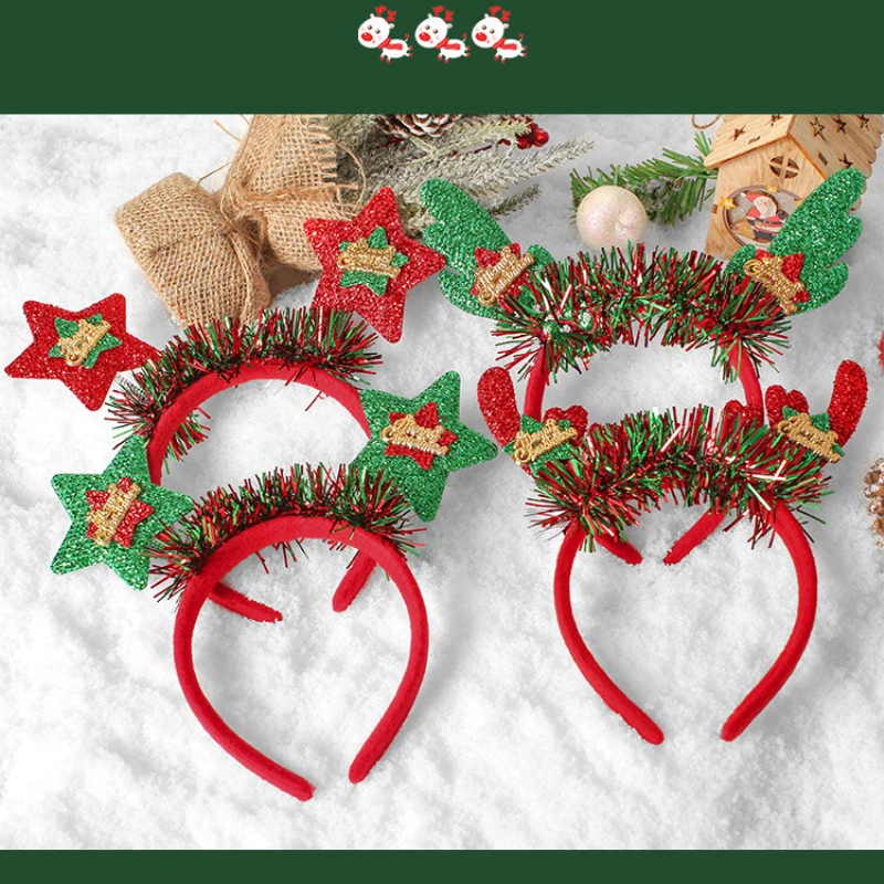 Christmas Headband Reindeer Antlers Horn Christms Tree Hair Band Headwear New Year Party Christmas Gift