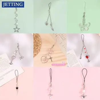 1pc Strawberry Planet Butterfly Sweet Star Mobile Phone Strap For Girls Cute Cell Phone Lanyard Pendant Phone Chains Decor