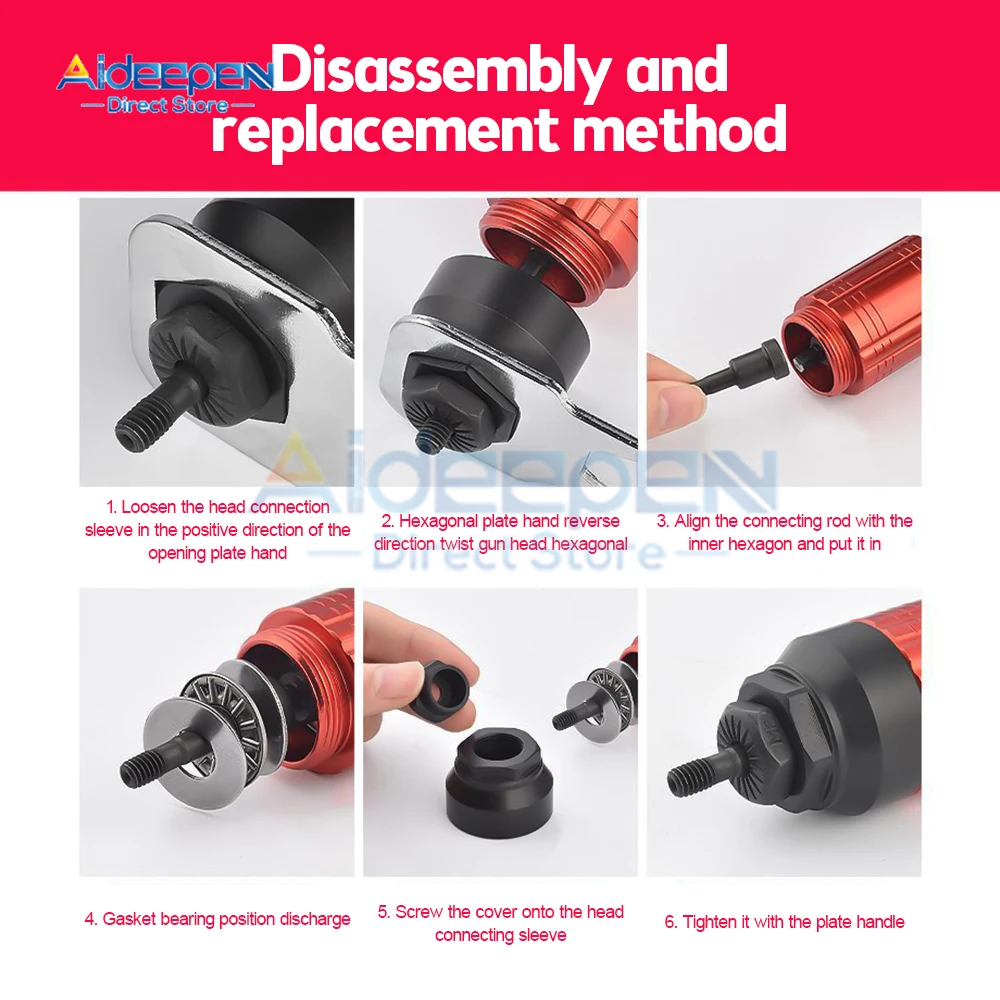 Rivet Gun Rivet Nut Tool Electric Rivet Gun Removable Electric M3~M8 Rivet Nut Tool Adapter Insert Nut Pull Riveting Tool for Drill/Hand Wrench