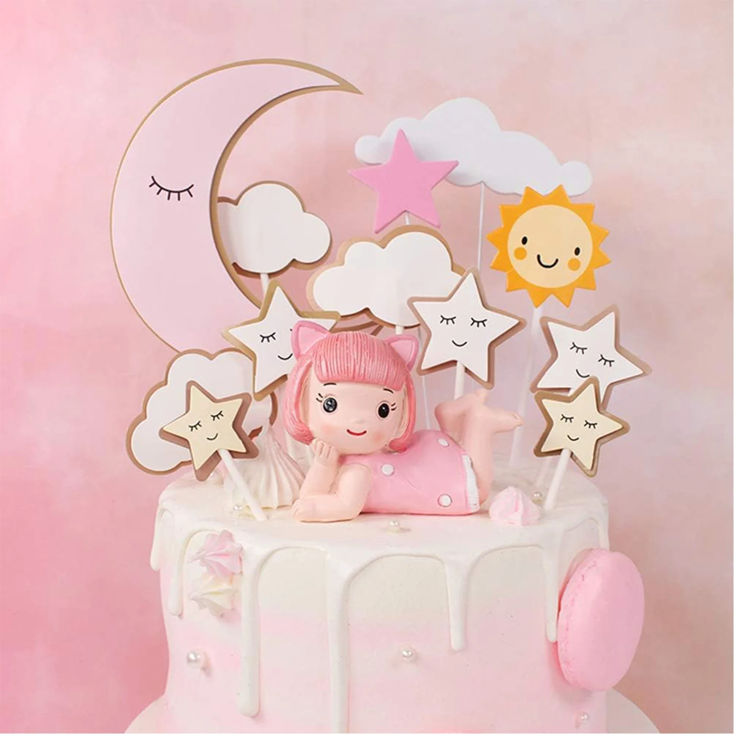 Topper Per Torta A Stella - 5 Pezzi Per Cupcake E Torte | Decorazione Glitter Sicura Per Compleanni E Matrimoni - Foto 1