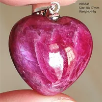 Collier Pendentif Cœur en Rubis Rouge Naturel Roulé pour Femme et Homme, Bijou Tendance en Pierre Précieuse Rubis Rouge Étoilé, Perles de Pierre AAAAAA 1