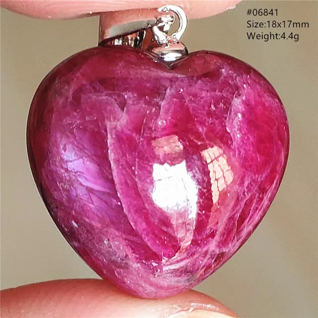Collier Pendentif Cœur en Rubis Rouge Naturel Roulé pour Femme et Homme, Bijou Tendance en Pierre Précieuse Rubis Rouge Étoilé, Perles de Pierre AAAAAA 1