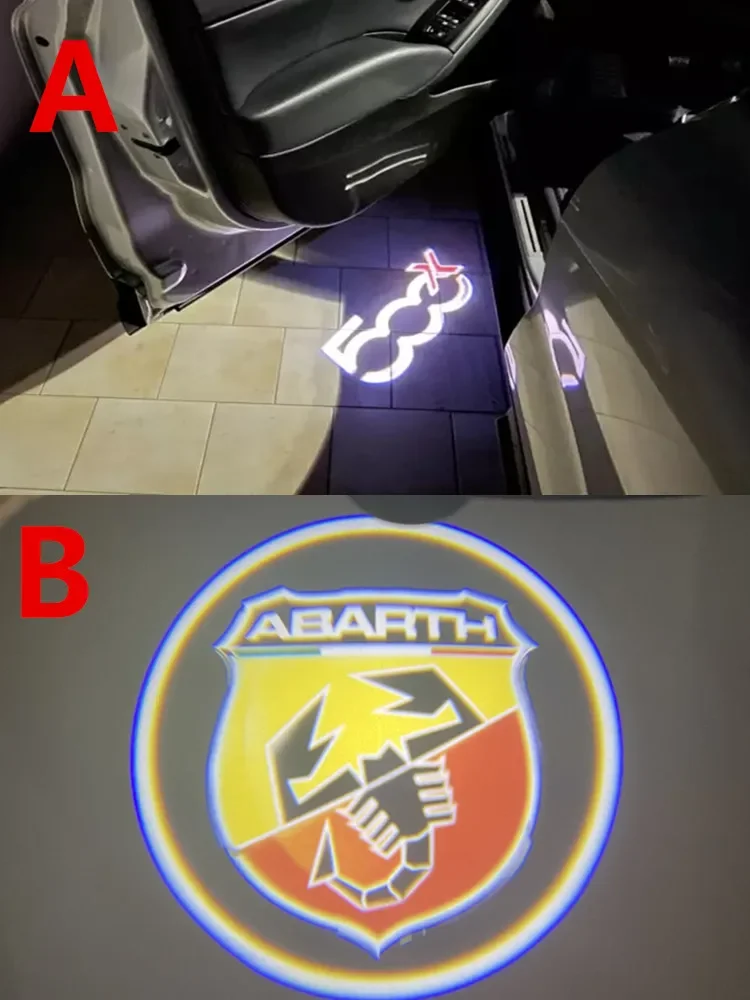 2Pcs Led Car Door Welcome Projector Ghost Shadow Lamps Luce Decorativa Per Fiat 500X 500L Grande Punto Gadget Forniture Per Veicoli