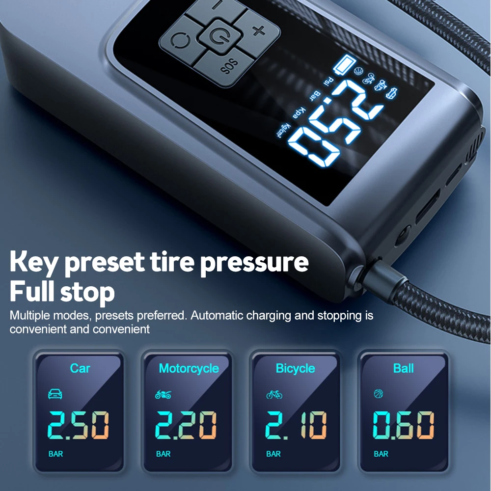 Tire Inflatable Pump 150PSI LED Digital Air Pump Portable Car Wireless Air Compressor For Car Motorcycles Bicycles air pump electric tire inflator air compressor pump air compressor tire inflator inflatable pump