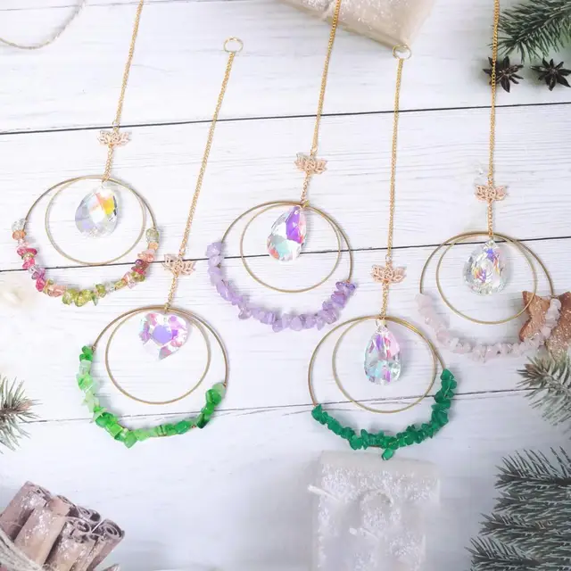 Dekoratív Kerti Napsütő Multolor Műszál Kristály Függő Medál Refrakció Szivárvány Szélcsalád Otthoni Dekoráció A Teraszhoz - Image 2