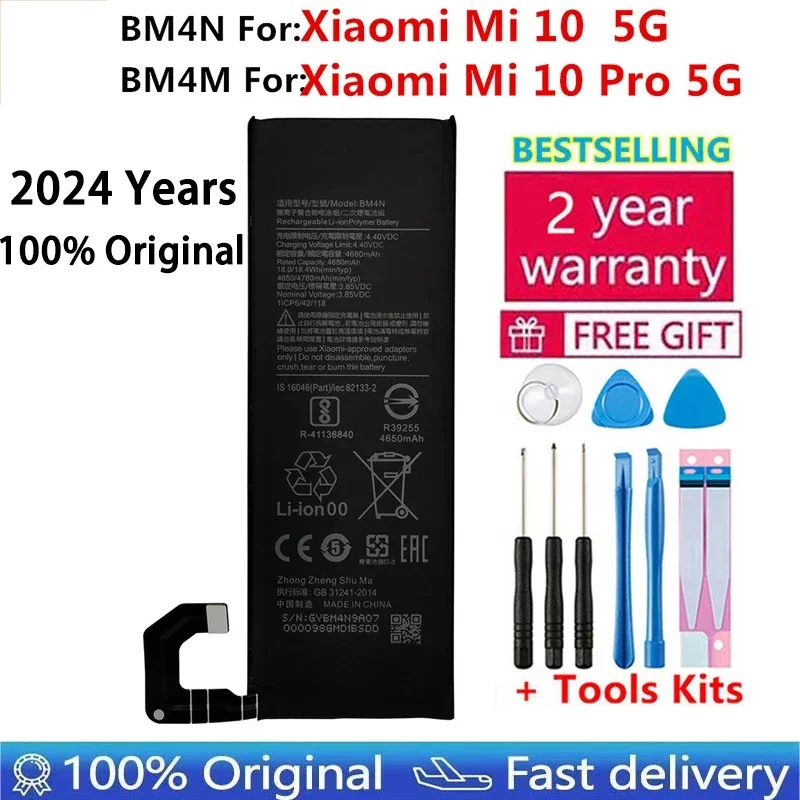 

2024 Years 100% Original Replacement Battery BM4M BM4N For Xiaomi Mi 10 Pro 5G 10Pro Mi10 5G bateria Batteries Fast Shipping