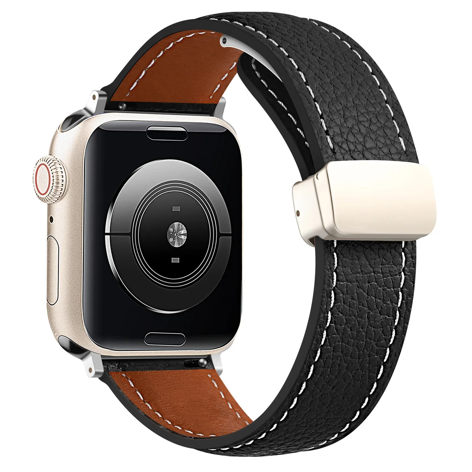 Leather Magnetic Buckle Strap for Apple Watch 49mm 45mm 41mm 40mm 44mm 42mm Wristband iWatch Series Ultra/2 9 8 7 6 5 4 SE Belt