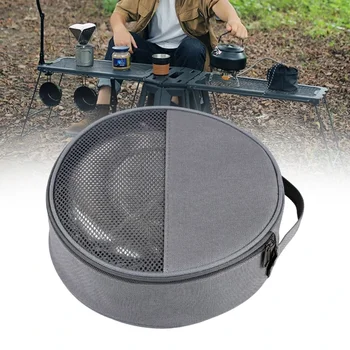 Camping Tableware Storage Dish Organizers Picnics Plate Bag Round Plate Carriers Bag with Zippers and Handle for Outdoor