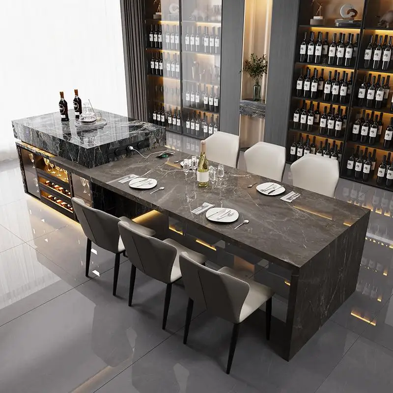 Extendable Luxury Stone Island Dining Table Custom Kitchen