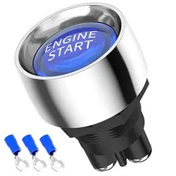 Universal Keyless Push Button Ignition Switch - 12V 50A SPST Momentary Starter (Blue Color)