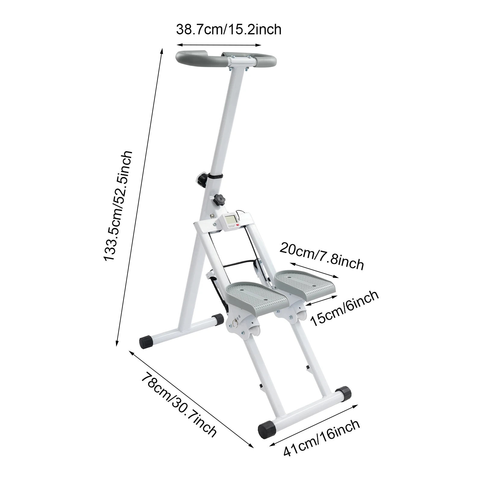 Faltbarer Vertikaler Treppensteiger für Ganzkörpertraining Heimfitnessgerät 3-Gang-Pedalwinkel 220 lbs Tragkraft Weiß/Schwarz – Detail 9