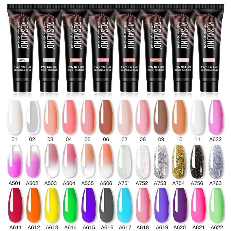 Rosalind Poly Nail Gel Semi Permanente Hybrid Vernice Acrilico Extension Builder Crystal Nail Art Top Base Uv Poly Nail Polish