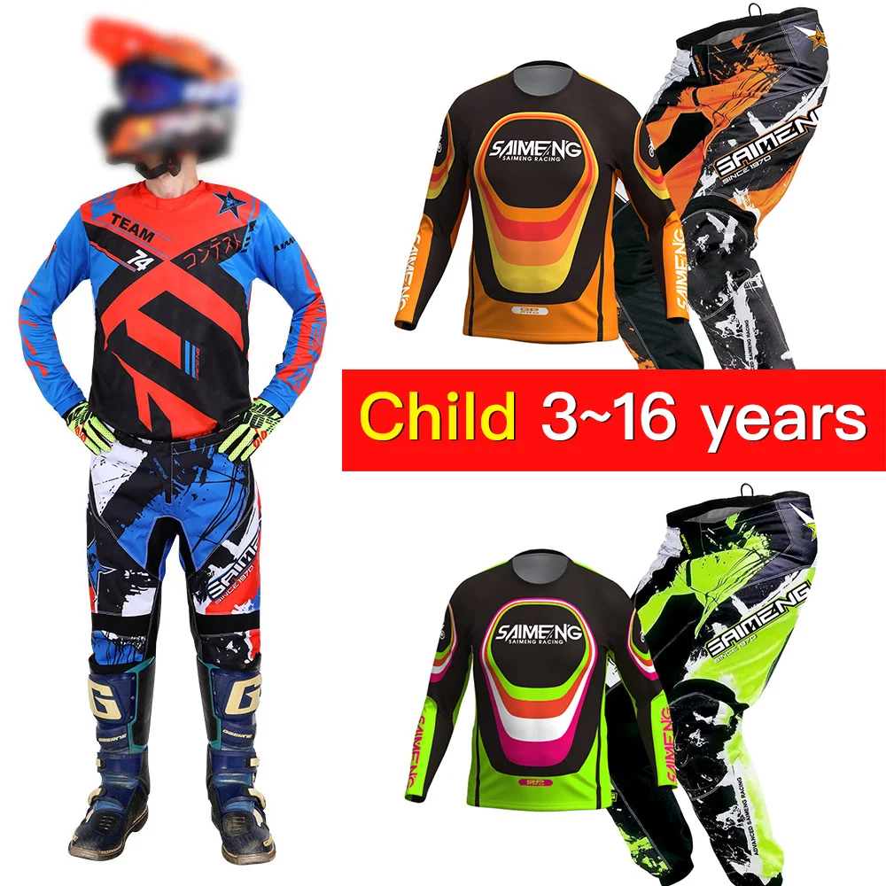 어린이용 모토크로스 기어 세트 엔듀로 크로스 오프로드 MX MTB 모토 남아..