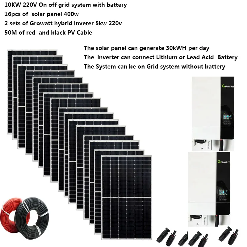 Solar Panel Kit Complete With Battery 10KW 10000W 220v 120V PV Panel 400w All in One Hybrid Inverter Growatt On Off Grid System 8 S9b98021f4aad4c75b9e56a79f9fdf558q
