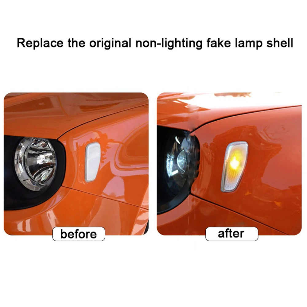 2Pcs For JEEP RENEGADE 2014 2015 2016 Turn Signal Head Light Side Reflection Lamp White/Orange