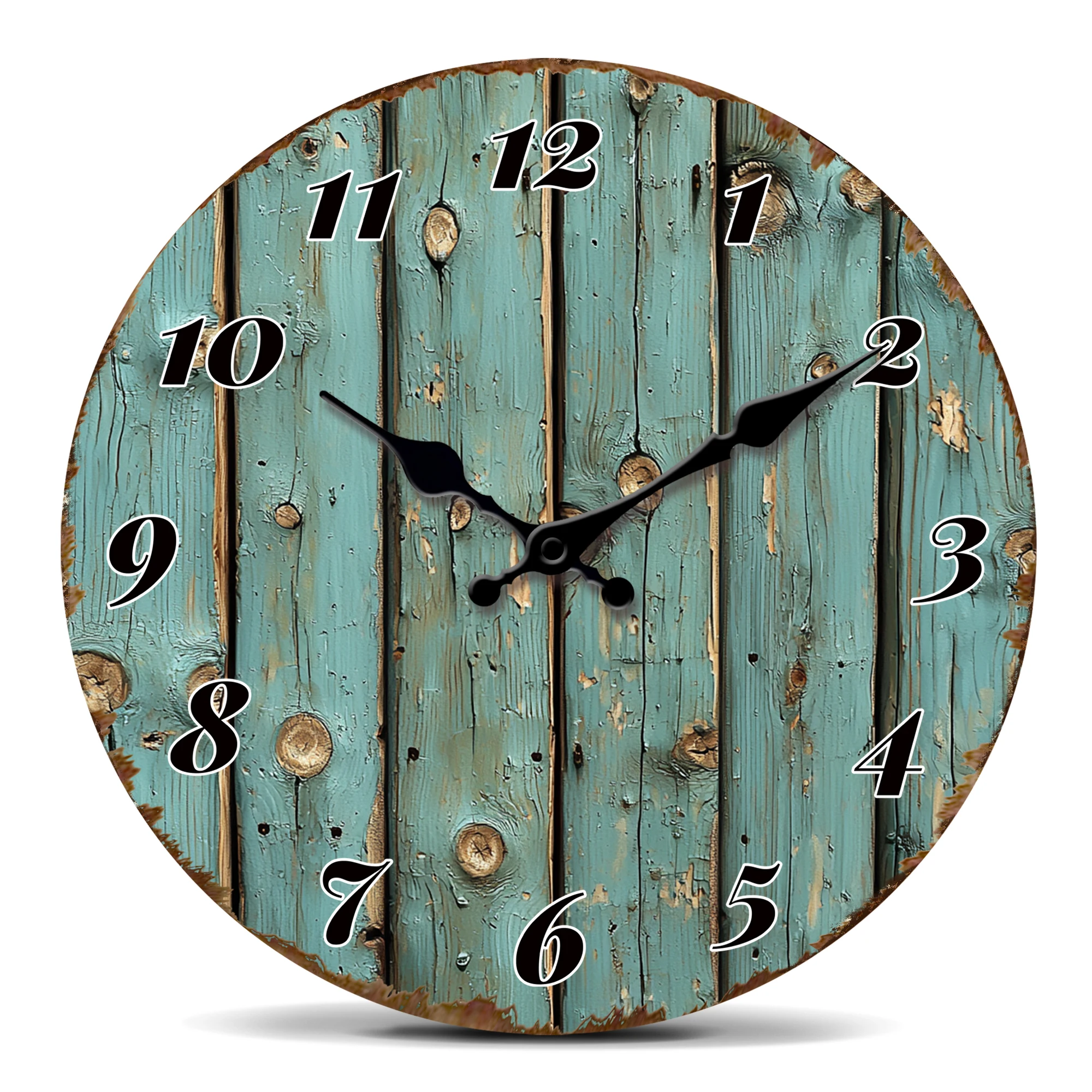 Shabby Chic Turquoise Wood Plank Wall Clock, Vintage Decor for Coastal Style